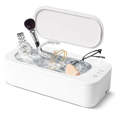 Produktbild von Ultraschallreiniger, 47000 Hz Ultraschallgerät, 350 ml Fassungsvermögen, Dualmodus, für Brillen, Zahnprothesen, Schmuck, Ringe und Münzen