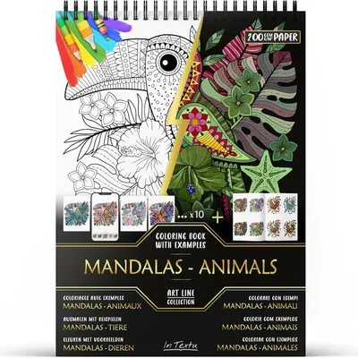 Productafbeelding van Kleurboek voor Volwassenen Mandalas Dieren, Papier 200 g/m²