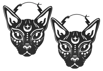 Produktbild von Wildcat Ohrringe - Sphynx Hoops - Metal noir - Chirurgenstahl 316L - wasserfest, langlebig, hautverträglich, Schwarz