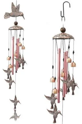 Produktbild von Windspiel Kolibri Metall hängend Aluminiumrohre Glocken Retro Bronze Gartendeko
