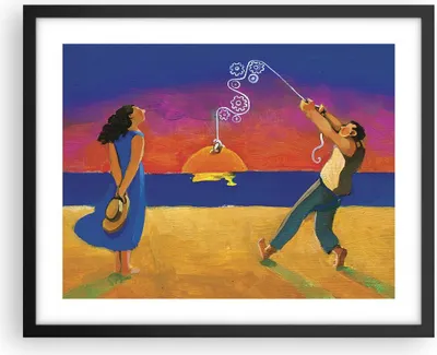 Produktbild von Gerahmtes Poster - Schwarzer Rahmen - Symbol Liebe Surrealismus - 50x40 cm - Wand Bild - Wanddeko - Wandbilder - Kunstposter - Wandposter - Bilderrahmen - Bilder - Kunstdruck - P2BAA50x40-4411