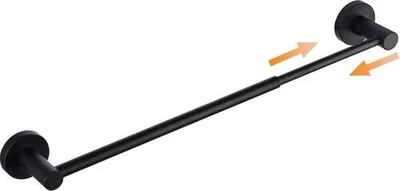 Produktbild von Verstelbare Wandhanddoekhouder in Schwarz, 40 cm bis 66 cm, Wandmontage, aus Edelstahl
