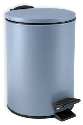 Productafbeelding van Spirella cosmetische prullenbak, 3 liter, roestvrij staal, met automatische dekselsluiting en binnenbak "Adelar", geschikt voor de badkamer. Zachte sluiting, blauw