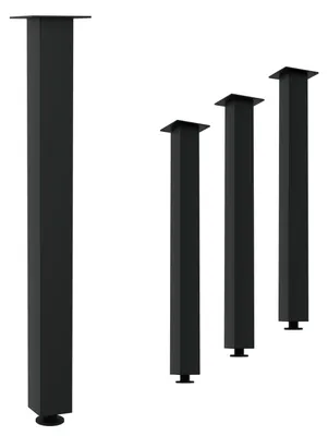 Produktbild von HAGO24 Tischbeine Set 4 Stück Möbelfuß Stahl Schwarz 8x8cm höhenverstellbar 90cm Couchtischbank DIY Tischgestell Schraubfüße I-Design