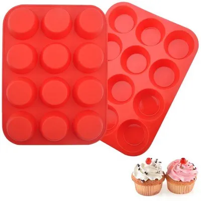 Produktbild von Ibenzoa® Muffinbackform 2er-Set – 12 Mulden pro Form, Silikon & lebensmittelechter Kohlenstoffstahl, BPA-frei, spülmaschinenfest, 29,5×22×3 cm