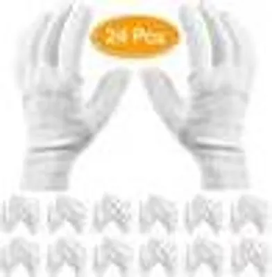 Produktbild von Für trockene Hände & Ekzeme, Schmuck Check 24er Pack weiße Baumwollhandschuhe Arbeitshandschuhe Kosmetik feuchtigkeitsspendende Handschuhe,