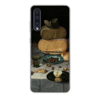 Produktbild von MuchoWow® Handyhülle Schutzhülle Hülle für Samsung Galaxy A50 Stilleben mit Käse - Gemälde von Floris Claesz. van Dijck Silikon Softcase Handy Hülle - Mobiltelefonhülle