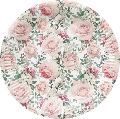 Obrázek produktu pro Kulaté papírové talíře "Roses", průměr 23 cm, 8 kusů.