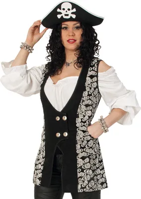 Produktbild von Piratin Totenkopf Halloween Weste Gr. 44 Horror Karneval Fasching Party Cosplay