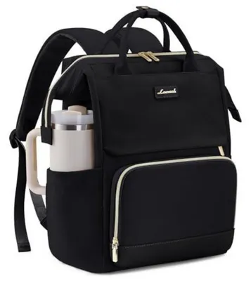 Produktbild von Laptop Rucksack Damen Groß 17,3 Zoll Schulrucksack Teenager Wasserdicht Uni Travel Backpack Schwarz