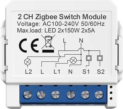 Immagine prodotto di INF Modulo Interruttore Smart ZigBee - 2 Gang, Bianco, Mini Formato