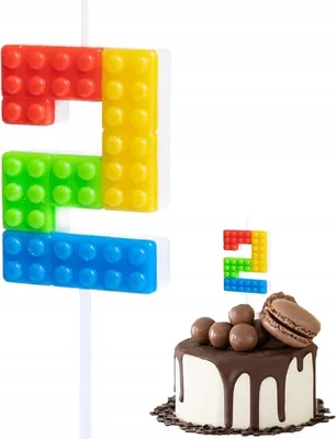 Produktbild von Lego Geburtstag Kerze Nummer 2 Bunt Für Geburtstagsparty