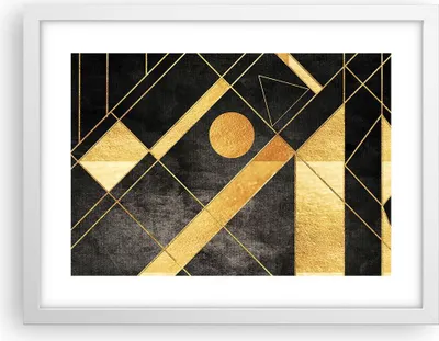 Produktbild von Gerahmtes Poster - Weißer Rahmen - Golden Schwarz Figuren - 40x30 cm - Wand Bild - Wanddeko - Wandbilder - Kunstposter - Wandposter - Bilderrahmen - Bilder - Kunstdruck - P2WAA40x30-5089