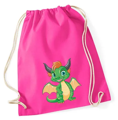 Produktbild von Huuraa Turnbeutel Drache Fabelwesen 12 Liter Fuchsia Baumwolle Rucksack Geschenkidee