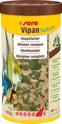 Produktbild von sera Vipan Nature, Zierfisch, Trockenfischfutter, Splitter, Vitamin A, Vitamin B1, Vitamin B2, Vitamin C, Vitamin D3, 48,8%, 10,7%