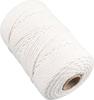 Obrázek produktu pro Bílá makramová šňůra 4 mm x 21,9 yardů Makramové lano Bavlněná šňůra pro nástěnné závěsy Závěsy na rostliny Řemesla Pletení