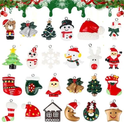 24 Stück Mini Weihnachtsornamente zur Baumdekoration