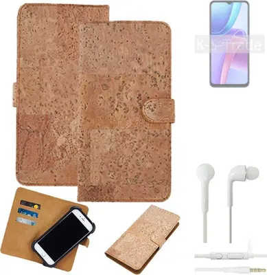 Produktbild von K-S-Trade Hülle kompatibel mit Xiaomi Redmi Note 11R + in ear Kopfhörer Kork Handyhülle Cover  Schutzhülle TPU Case Bumper in Hellbraun, (1x)
