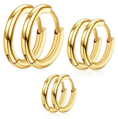 Produktbild von Ohrringe Creolen Ohrhänger - 316L Edelstahl - 8 mm, 10 mm, 12 mm - Hypoallergen
