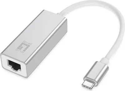 Produktbild von LevelOne USB-0402 Gigabit USB-C Netzwerkadapter, Kabelgebunden, USB Typ-C, Ethernet, 1000 Mbit/s, Silber, Weiß