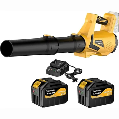 Produktbild von Akku Laubbläser mit 2× 6000mAh Akku & Schnellladegerät, 5+1 Turbo-Stufen, Bürstenloser Motor Elektrisches Laubbläser für Garten, Auto & Terrasse