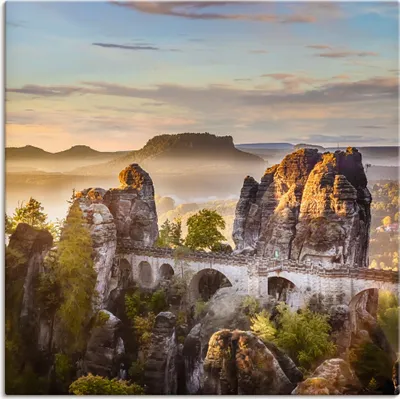 Produktbild von ARTland Leinwandbild Sächsische Schweiz Basteibrücke Größe: 30x30 cm