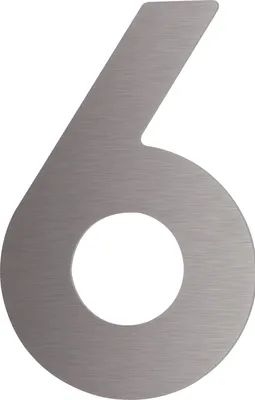 Produktbild von Hausnummer 6 - Höhe 120 mm, mit 2 Gewindenocken M5, Edelstahl