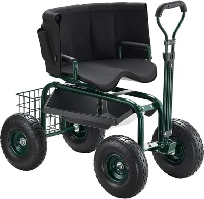 Productafbeelding van Trolley voor de tuin met zwenkwielen, verstelbare handgreep en opbergbox