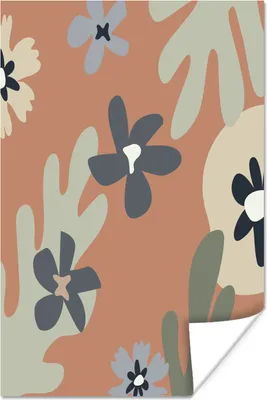Produktbild von MuchoWow® Poster Pastell - Hintergrund - Blumen - Braun 60x90 cm - Wanddekoration
