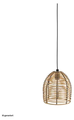 Produktbild von LED Rattan Lampe batteriebetrieben 16x18x16cm warmweiß Dekoleuchte Hängelampe Timerfunktion Outdoorgeeignet Zuleitung 80cm