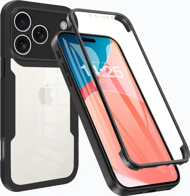 Produktbild von 360 Grad Rundum Schutz Handyhülle für Apple iPhone 17 Pro Full Cover Vollschutz Case Farbe: Schwarz