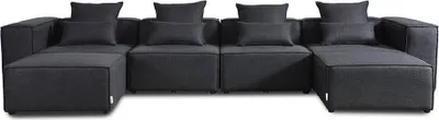Produktbild von HOME DELUXE - Sofa VERONA - Anthrazit, Größe: L - ca. 327 x 70 x 207 cm, Sitzhöhe: 46 cm, Sitztiefe: 80 cm, inkl. Kissen I Modulares Sofa Modulsofa Ecksofa Wohnlandschaft