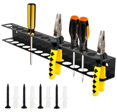 Productafbeelding van Schroevendraaierhouder, 40 cm wandhouder met 14 gaten voor gereedschap, zwart