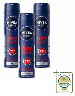 Produktbild von 3 x NIVEA MEN Deodorant Spray Dry Impact 150 ml - Vorratspackung - 3 Stücke