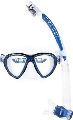 Image de Cressi Quantum Itaca Ultra Dry Kit de plongée avec tuba Transparent,Bleu Transparent,Bleu One Size