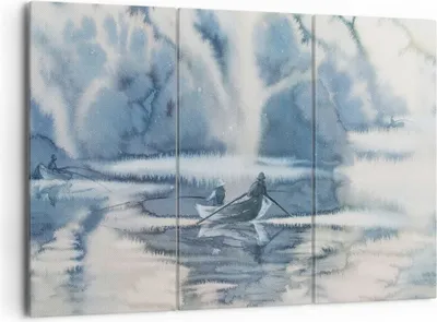 Produktbild von Bild auf Leinwand - Leinwandbild - Boot Fischer Wasser - 165x110cm - Wand Bild - Wanddeko - Leinwanddruck - Bilder - Kunstdruck - Wanddekoration - Leinwand bilder - Wandkunst - CE165x110-3864
