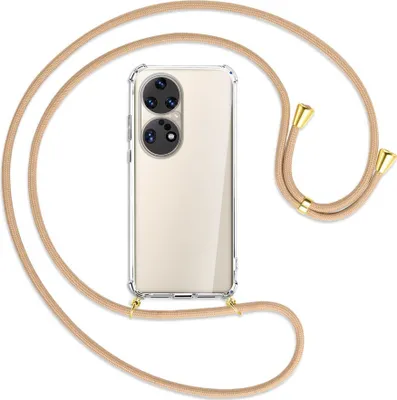 Produktbild von Handykette Backcover-Schutzhülle mit Band (Metall goldfarben) für Huawei P50 Pro - beige