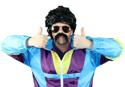Produktbild von Perücke schwarz mit Bart Herrenperücke