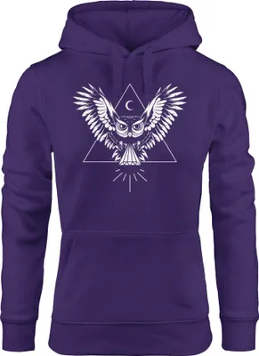 Produktbild von Kapuzenpullover Damen Eule Hoodie Neverless® lila S