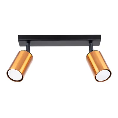 Image de Plafonnier WINX 2 noir/cooper 2xGU10 10W acier 18.5x6x30cm Sollux Lighting