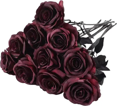 Künstliche Rosen, 10 Stück, Seide, 51 cm, Bordeaux