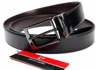 Image de Pierre Cardin Ceinture Cuir Noir Boucle Argentée 105cm