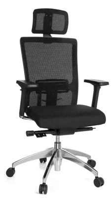 Produktbild von hjh OFFICE Profi Bürostuhl ASTRA LUX Ergonomischer Schreibtischstuhl mit Armlehnen (höhenverstellbar) Stoff / Netzstoff Schwarz Drehstuhl für Büro, Zuhause
