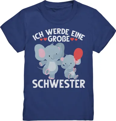 Produktbild von Große Schwester T-Shirt Elefanten Große Schwester Geschenk – Indigo / 110/116 (5-6)