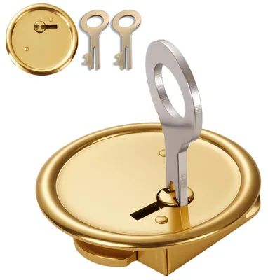 Sparbüchse mit Schloss, Metall, gold, L