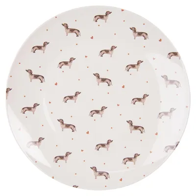 Immagine prodotto di Piatto da portata Clayre & Eef Ø 26 cm in porcellana marrone beige Bassotto