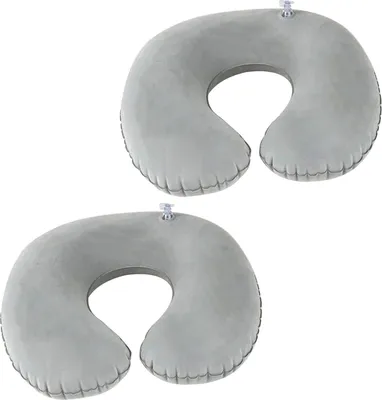 Produktbild von 2er Pack Aufblasbare Reisekissen Nackenstützkissen, Nackenkissen Flugzeug Aufblasbar Praktisches und Komfortables Nackenhörnchen für Reisen, Auto,