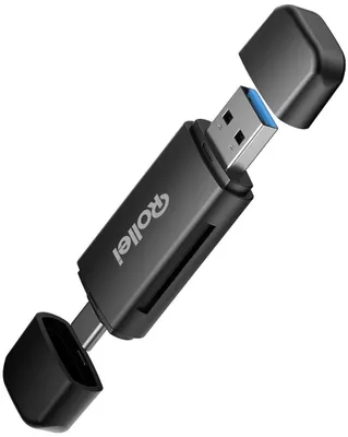 Produktbild von Rollei 25100, SD, SDHC, SDXC, MicroSD (TransFlash), Schwarz, 85 Mbit/s, Acrylnitril-Butadien-Styrol (ABS), USB 3.0 Type-A/Type-C, 71 mm