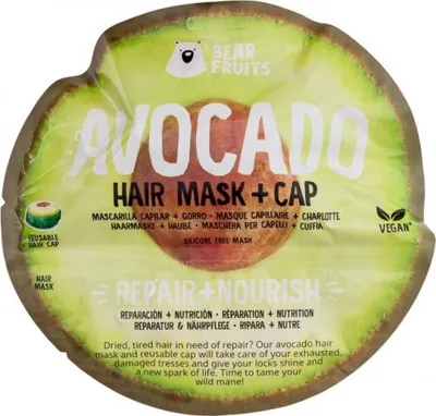 Produktbild von Bear Fruits Avocado Repair and Nourishing Hair Mask with Reusable Cap 20ml