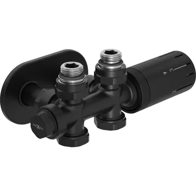 Zdjęcie produktu dla Mexen G05 zestaw termostatyczny kątowy/prosty z maskownicą R, Duplex, DN50, czarny - W908-958-905-70